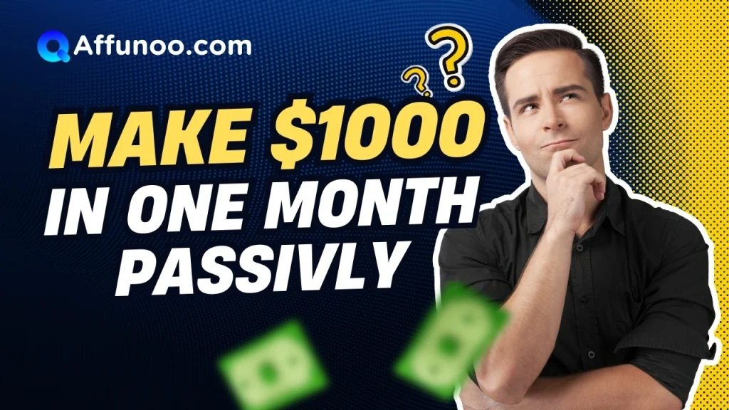 "Make $1000 in one month passively – YouTube thumbnail for passive income, online earning, and side hustle ideas"