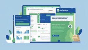 "Screens of Clearscope and MarketMuse platforms for enterprise-level content optimization."