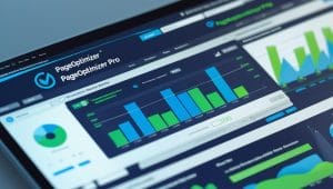 "PageOptimizer Pro dashboard with SEO performance and ranking metrics."